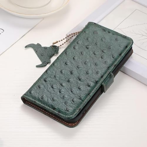 Coque Samsung Galaxy A05 4G anti-piratage RFID avec porte-carte en cuir véritable vert