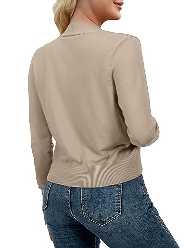 Image of AAMILIFE Women Long Sleeve Cropped Knit Sweater Cardigans Open Front Bolero Shrug