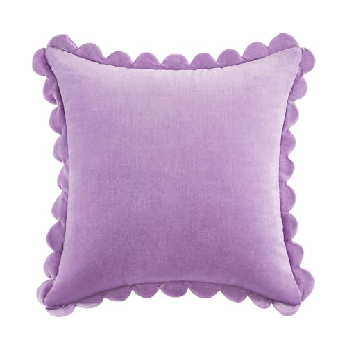 Image of kate spade new york Scallop Edge Decorative Pillow, 18 inch x 18 inch Throw Pillow for Bed or Sofa, Cotton Cover, Sea Thistle