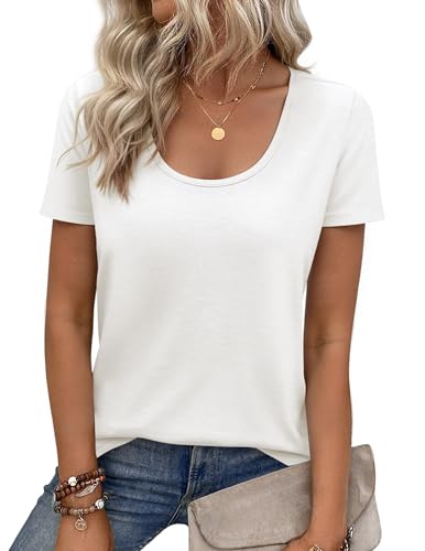 VICHYIE Summer Tops Women Short Sleeve Shirts Beach Vacation Outfits Plus Size Tshirts Casual Loose Clothes