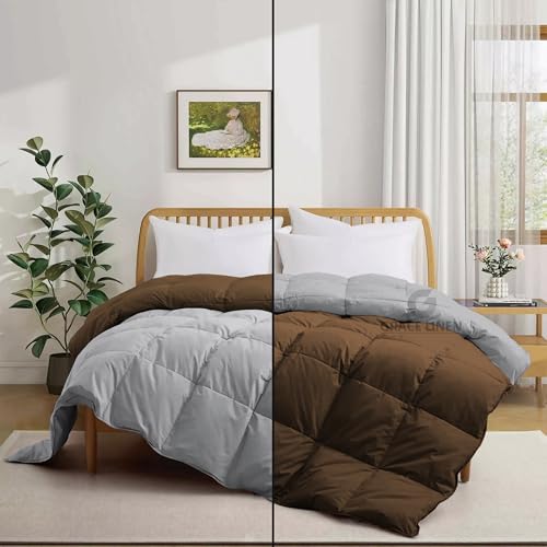 Image of 500 GSM Winter Blanket /Comforter Single Size (60 inchX90 inch) - Unique Design Heavy Winter Comforter 500 GSM Microfiber Fill -Rajai Single Size - Chocolate Brown /Silver Grey Color