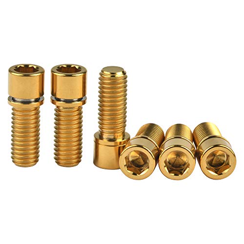 M8 x 20mm Titanium Bolt with Washer Pack of 6 (Gold)