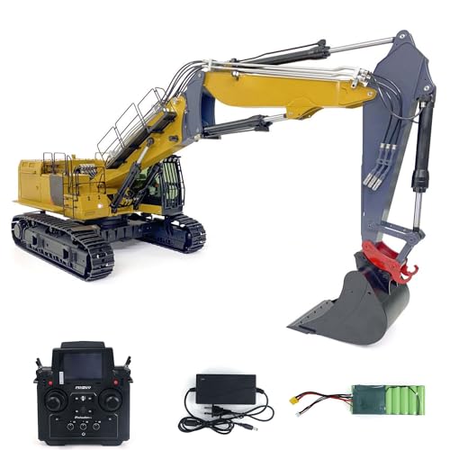 Image of wheelfun 1/14 RC Hydraulic Excavator 3 Arms 374F Radio Control Metal Digger Model Light Sound System for Adult Hobby