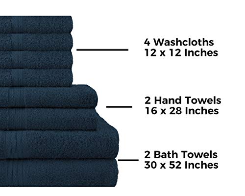 DAN RIVER 100% Cotton 8 Piece Bathroom Towel Set – 2 Bath Towels 30x52 – 2 Hand Towels 16x28 – 4 Washcloths 12x12 – Soft Absorbent Towels – Plush Towel Set – Luxury Ultra Soft Towel Set – Blue Opal - Thumbnail 6