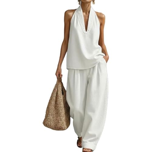 Conjunto de mezclilla halter de viaje para escapadas de verano