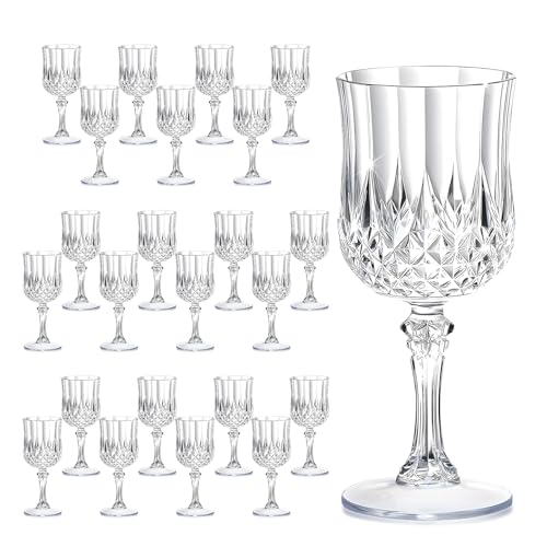 Listado de Copa sniffer - los preferidos. 45 24PCS Copas de vino de plástico transparente, copas de champán de cristal de estilo vintage, perfectas para bodas, fiestas y grandes eventos (Transparente)