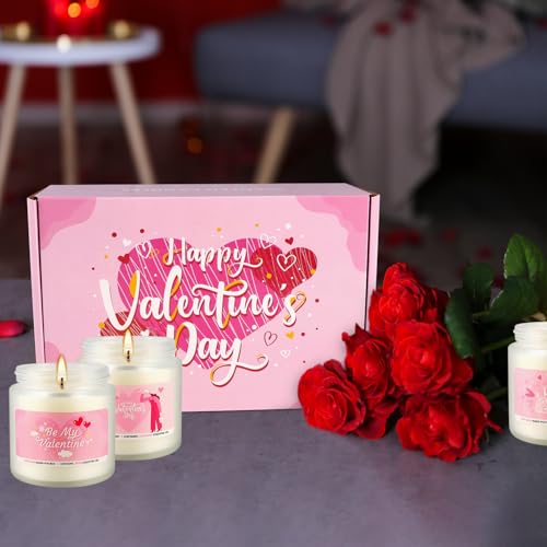 バレンタインデーギフト、6パックのバレンタインの香り付きキャンドル-長持ちする燃焼-アロマセラピーキャンドル、男性、夫、ボーイフレンド、女性、ガールフレンド、奥様、お母様へのロマンチックなギフト、ホームデコレーション、記念日。 [5]