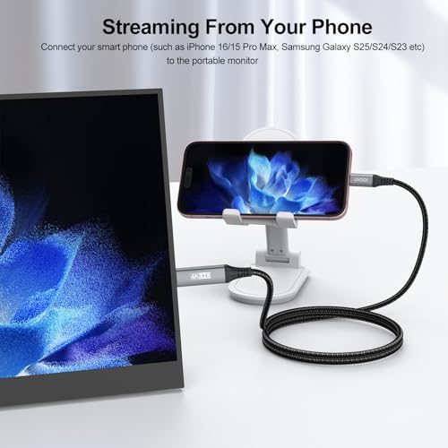 UVOOI Short USB C to Mini HDMI Cable 2FT(NOT HDMI), 4K@60Hz High Speed Type-C to Mini HDMI 2.0 Cord for Portable Monitor Compatible with MacBook, Laptop, Steam Deck, ROG Ally, iPhone 16/15, Galaxy S25 by UVOOI - Image 8
