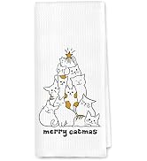 DSHFG Christmas Cute Cat Kitchen Towels Gifts for Women Cat Lovers, Merry Catmas Dish Towels for ...