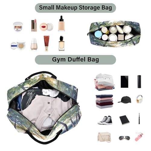 Frest Fake Landscape Travel Duffel Bag Large Capacity Weekender Bag with Toiletry Bag Detachable Shoulder Strap Travel Tote Bag for Women4