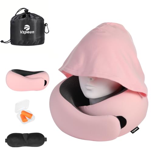 Vzpeun Travel Pillow - Hooded Neck Pillow Airplane Memory Foam Filling by Vzpeun - Used condition - Image 2