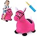 iPlay, iLearn Pink Hopping Horse, Outdoors Ride On Bouncy Animal Play Toys, Inflatable Hopper Plush Covered with Pump, Activities Gift for 3, 4, 5 Age Year Old Kids Toddlers Boys Girls