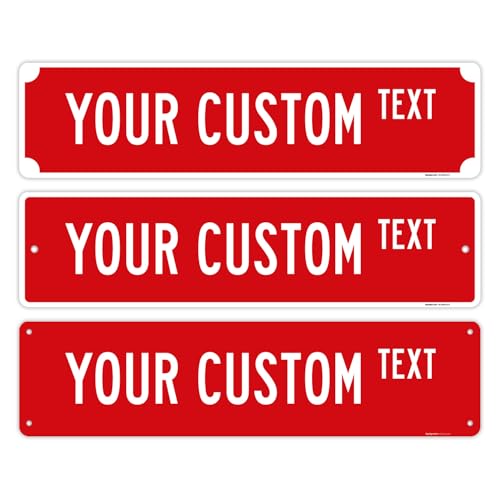Custom Street Sign, Personalized Street Sign, Customizable Novelty Road Red with Border Sign, 18x4 Inches, ACM, Made in USA by Sigo Signs