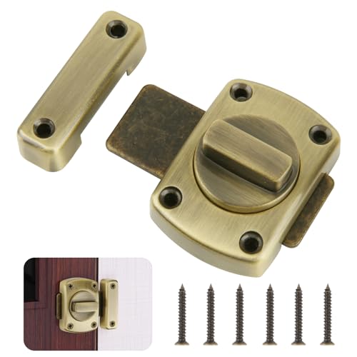 1 pestillo antirrobo para puerta interior, cerrojo giratorio, cerradura adicional, cerradura de puerta de baño, aleación de zinc, cerradura de perno, cerradura giratoria antigua para diferentes