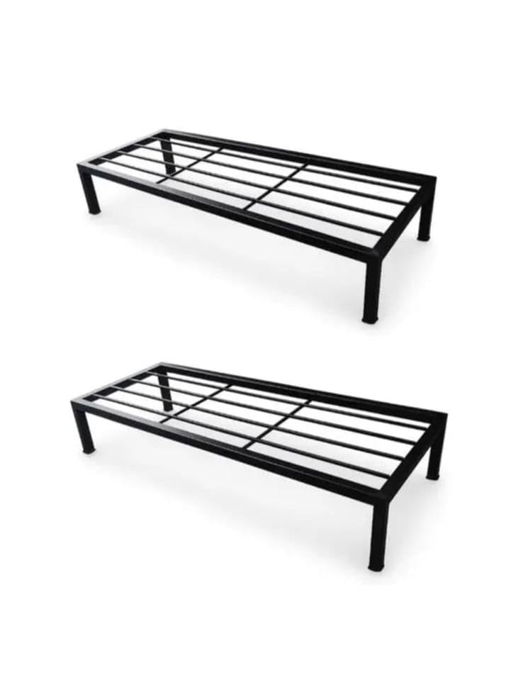 Heavy Duty Metal Bed Riser Stand, Under Bed Storage Organizer, Rust Resistant Furniture Elevator, Strong Rectangular Metal Support Stand for Bed, Cot, Cabinet & Home Storage, Black - Set of 2-image-25