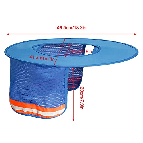 Topbuti 3 Pack Hard Hat Sun Shield Full Brim Mesh Hats Neck Sunshade, High Visibility Neck Sunshield W/Reflective Stripe For Hardhats (Blue) #TOP1