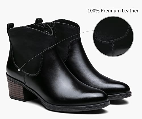 Vepose Women Black Genuine Leather Low Heel Ankle Boots, Size 7.5, 9001L by Vepose - Used condition - Image 3