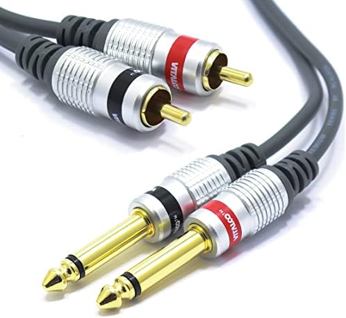 Kabel 2x Jack 6,3 Mono na 2x RCA 1,5m VITALCO Przewód Audio 2x Wtyk Duży Jack 6,3mm TS 2x Cinch