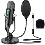 Microphone for Podcast, USB Microphone Kit for Phone, PC/Micro/Mac/Android,Professional Plug&Play Studio Mic with Stand for Gaming, Online Chatting, Videos, Voice Overs, Streaming