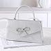 Dreubea Women's Tote Fashion Bowknot Rhinestone Evening Bag Beautiful Shiny Clutch Handbag Silver
