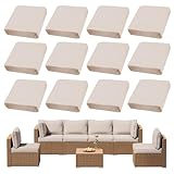DREAHOTEXTIL 12Pcs Outdoor Cushion Covers, Patio Cushion Covers,Stretch Elastic Slipcovers, Replacement Washable & Reusable Furniture Protector for Patio Couch (Beige,Cover Only)