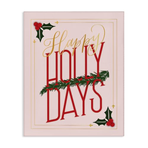 Stupell Industries Happy Holly Days Botanical, 24 x 30 Inch Canvas Wall Art