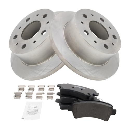 Image of TRQ Rear Brake Pad and Rotor Set Ceramic Solid Rotors Compatible with 2014-2020 Ram ProMaster 1500 2500 3500