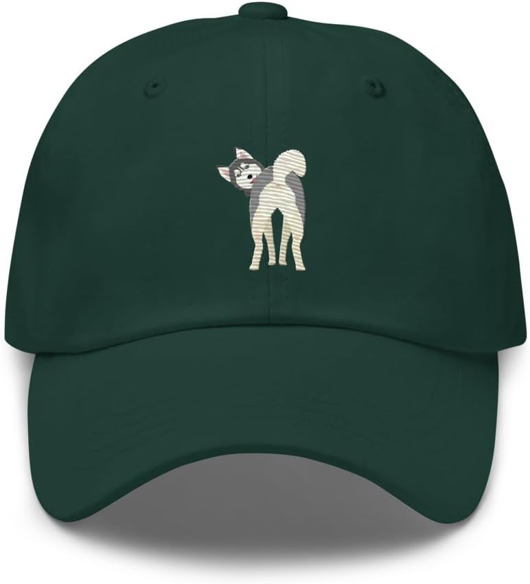 Siberian Husky hat, Full Color Embroidered Siberian Husky Butt Unisex Baseball hat, Funny Siberian Husky Gift.