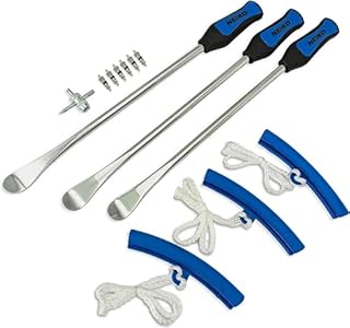 NEIKO 20601A 14.5” Steel Tire Spoons Tool Set, Tire Tools Include 3 Piece Tire Spoons, 3 Piece Rim Protector, Valve Tool, 6 Piece Valve Cores, Motorcycle Tire Changer, Dirt Bike Tire Levers