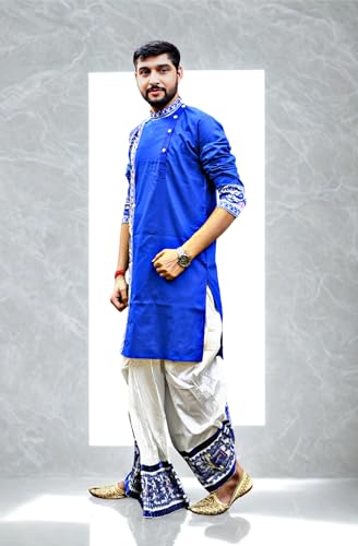 Image of Pure Cotton Full Sleeves Kurta with dupion silk Dhoti pant set (701)