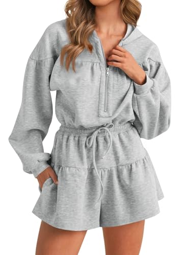 Cicy Bell Womens Rompers Casual One Piece Outfits Half Zip