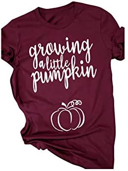 Maternity Growing A Little Pumpkin T Shirt Women Funny Thanksgiving Pumpkin Pregnancy Tops Shirt Cute Mamma Tee Tops (XL, Purple)
