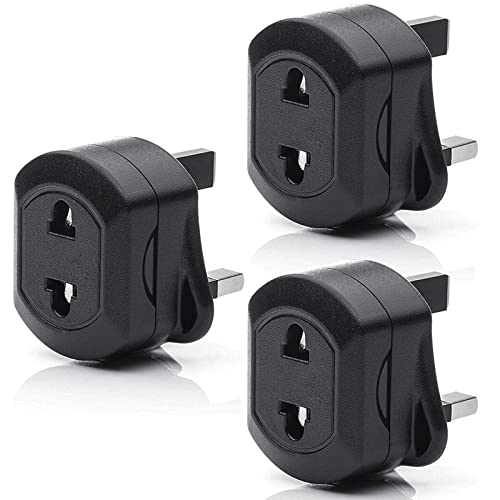 Shaver/Toothbrush Plug Adaptor Charger - 3 Pack, UK 2 Pin To 3 Pin Fused Plug Socket, Heavy Duty 1A Electric 2 to 3 Prong Converter, Electrical Charging Travel Adapters for Shaving/Razor, Black
