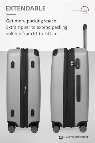 Image of HAUPTSTADTKOFFER - Spree - Hand Luggage On-Board Set of 3 Hard-Side Luggages Trolley Hardside Suitcase, TSA, (S, M & L), Silver, 65 cm, Suitcases