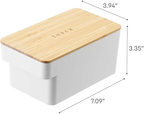 Miniatura 8 de Yamazaki Home Tosca - Caja de mantequilla para almacenamiento de alimentos para refrigerador o encimera con asa y tapa sellada, plástico + madera -