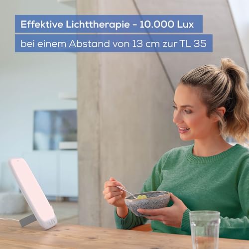 Beurer TL 35 Tageslichtlampe, Simulation von Tageslicht, mit 3 Farbtemperaturen für einen geregelten Tages-Nacht-Rhythmus, 10.000 Lux, Medizinprodukt, abnehmbarer Standfuß, mit Dimmer, Weiß