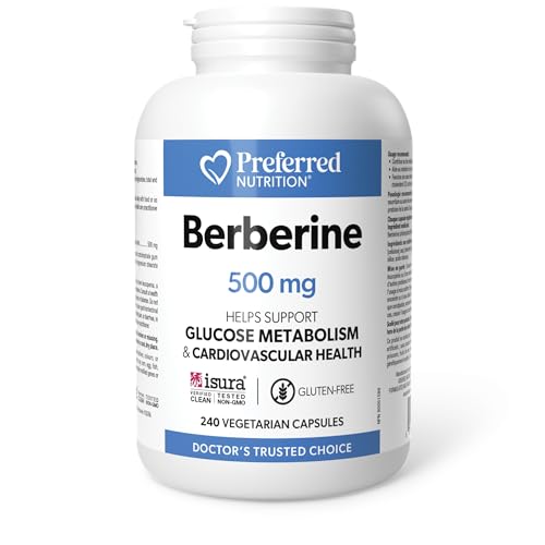 Preferred Nutrition® Berberine MAXIMUM POTENCY 1000 mg per Serving (2 caps, 500 mg each) VALUE SIZE 240 Vegetarian Capsules, Canadian Company
