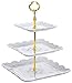 DOWAN 3-Tier Square Porcelain Cake Stand - White