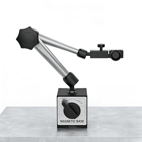 AccuGrapha Magnetstativ Messstativ für Messuhr, 176lbs/80kg Magnetischer Standfußhalter mit Einhand-Schnelllösehebel & Robuster Stahl-Konstruktion, Zentralklemmung für Präzisions-Messwerkzeuge （Weiß）