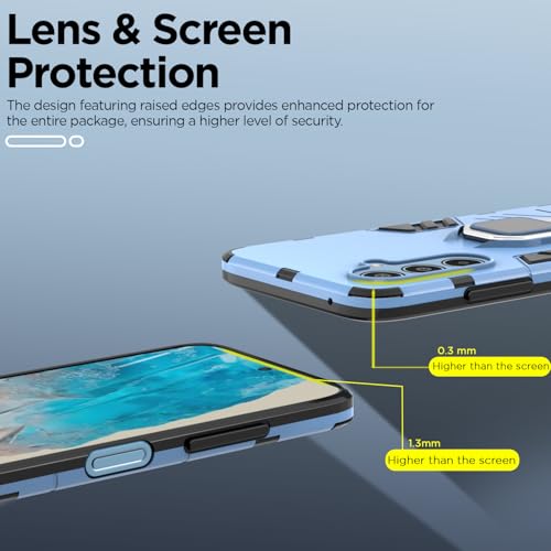 Image of Pikkme D5 Tough Armor Back Cover | 360 Protection Case | Ring Holder Stand Bumper Case for Samsung Galaxy M35 5G (Blue)