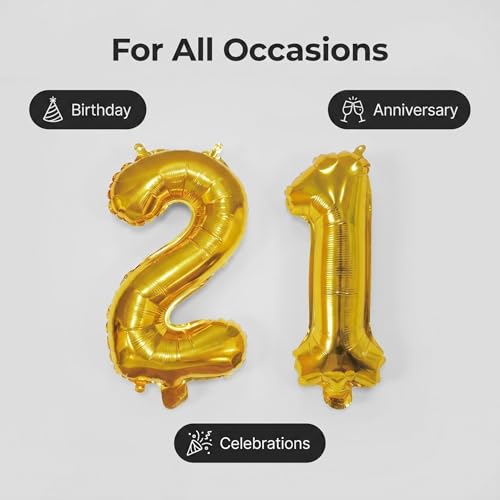 Image of Number 10 Balloon Foil Mylar Balloons for Birthday Party Decoration (Gold, 16 Inch)