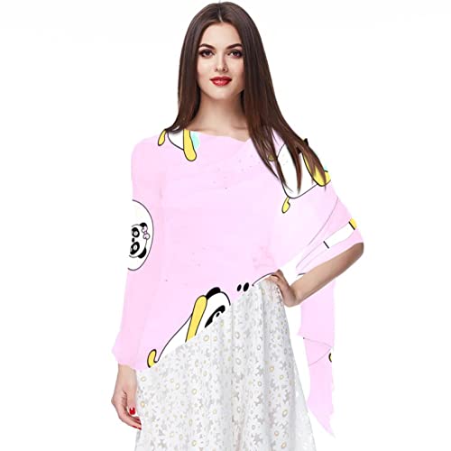 Écharpe pour femme panda rose | Châle long fin en mousseline de soie multicolore