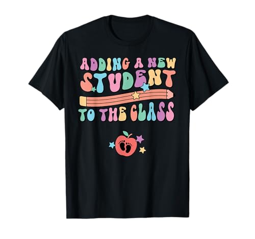 Retro Teacher Pregnancy Announcement New Student Baby Reveal T-Shirt