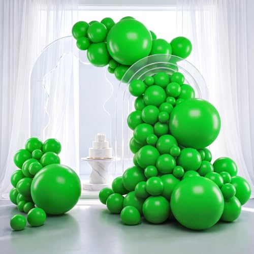Image of RUBFAC 129pcs Green Balloons Different Sizes 18 12 10 5 Inch Green Latex Christmas Balloon Garland Arch for Masquerade Party Decorations Birthday Baby Shower Wedding Party Supplies