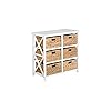 eHemco 3 Tier X-Side End Storage Cabinet with 6 Wicker Baskets, White 41XOTjrYznL. SS100