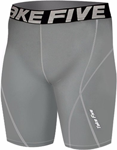 JustOneStyle New Take Five Base Layer Mens Compression Skin Tights 033 Gray Sports Shorts