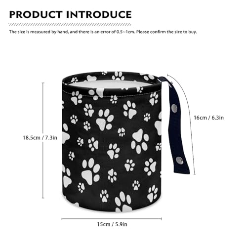 Image of Car Trash Can, Black White Dog Paw Trash Bag, Hanging Car Organizer and Storage Bag, Universal Fit for Front Seat, Back Seat, Floor, Headrest