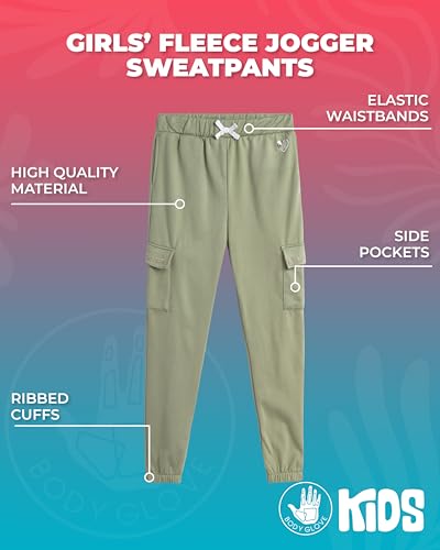 Body Glove Girls’ Sweatpants – 2 Pack Basic Active Fleece Joggers (Size: 7-12)2