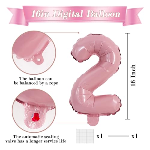 Image of TONIFUL Number Balloon 16 Inch 10 Pcs Pink 0-9 Birthday Number Balloons