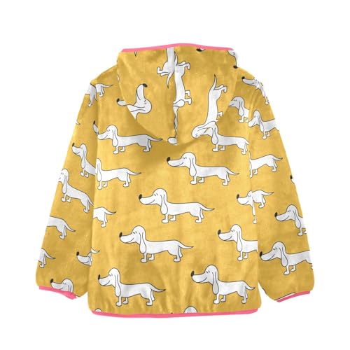 OTVEE Cartoon Dogs on Yellow Kids Hoodie Jacket Fall Spring Full Zip Warm Outwear Coat2